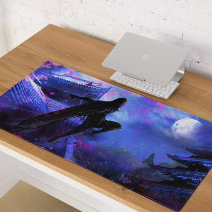 Gamer Mouse Pad Purple And Blue Nebula Theme For Gaming Desk Setup Neon Cyberpunk Art Style Large Size