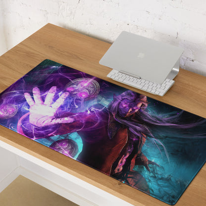Large Gaming Mouse Pad Extended Desk Mat Purple Blue Neon Fantasy Art Style For Epic Gamer Battlestation Non Slip Surface