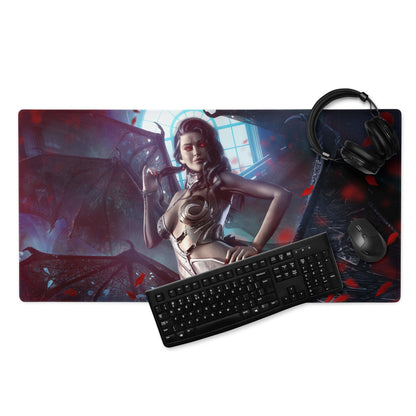 Gaming Mouse Pad Neon Red Blue Purple Cyberpunk Fantasy Desk Setup For PC Epic Dark Gamer Scene Digital Art