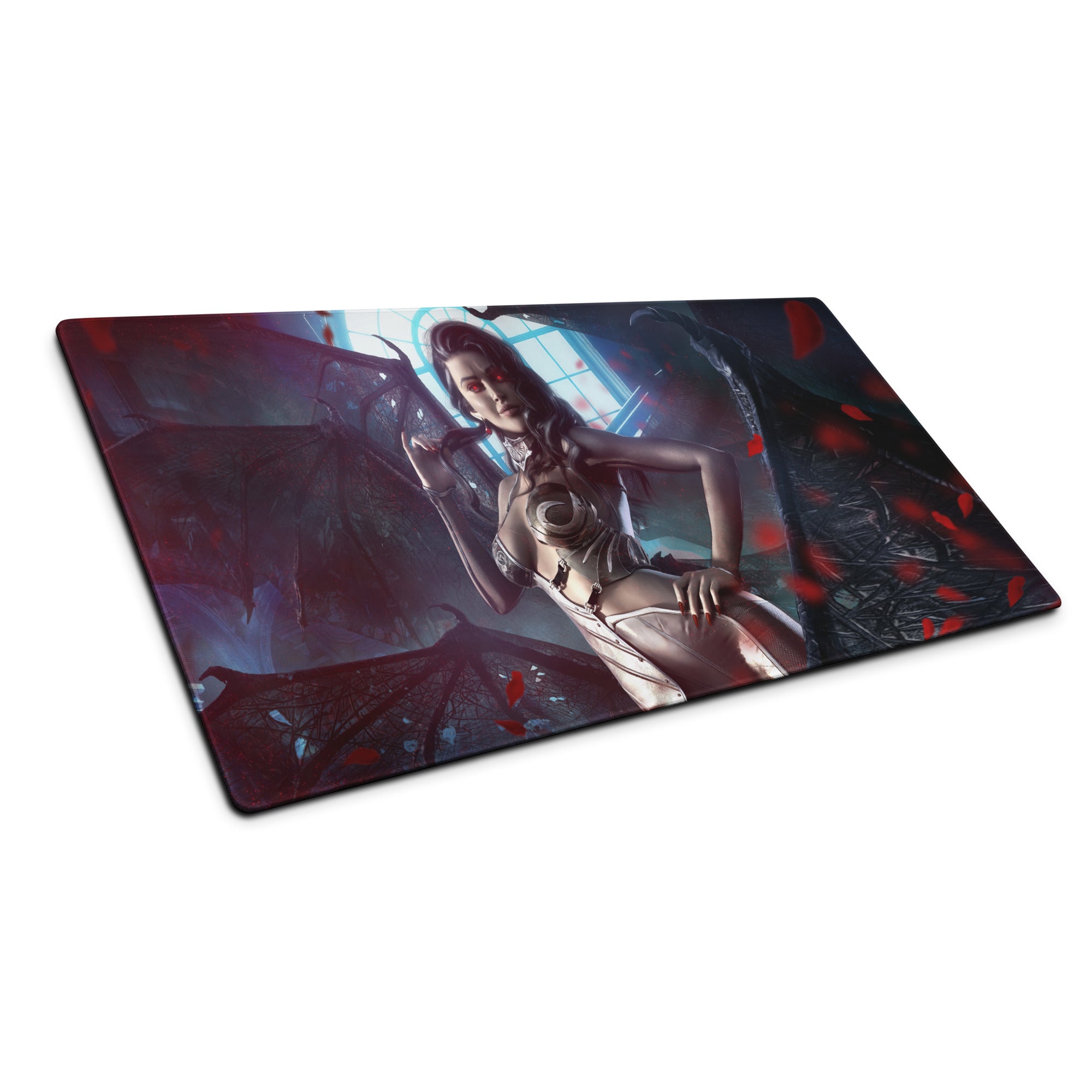 Gaming Mouse Pad Neon Red Blue Purple Cyberpunk Fantasy Desk Setup For PC Epic Dark Gamer Scene Digital Art