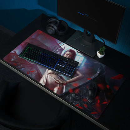 Gaming Mouse Pad Neon Red Blue Purple Cyberpunk Fantasy Desk Setup For PC Epic Dark Gamer Scene Digital Art