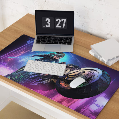 Gaming Mouse Pad Purple Blue Neon Cyberpunk Art For Gaming Desk Setup Large Non Slip Base