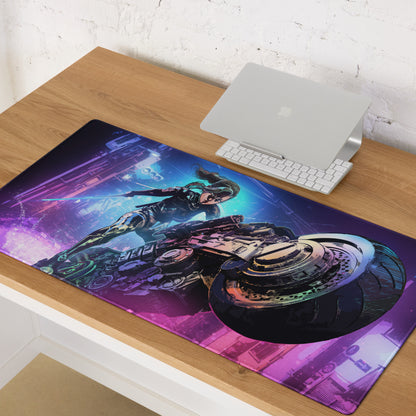 Gaming Mouse Pad Purple Blue Neon Cyberpunk Art For Gaming Desk Setup Large Non Slip Base