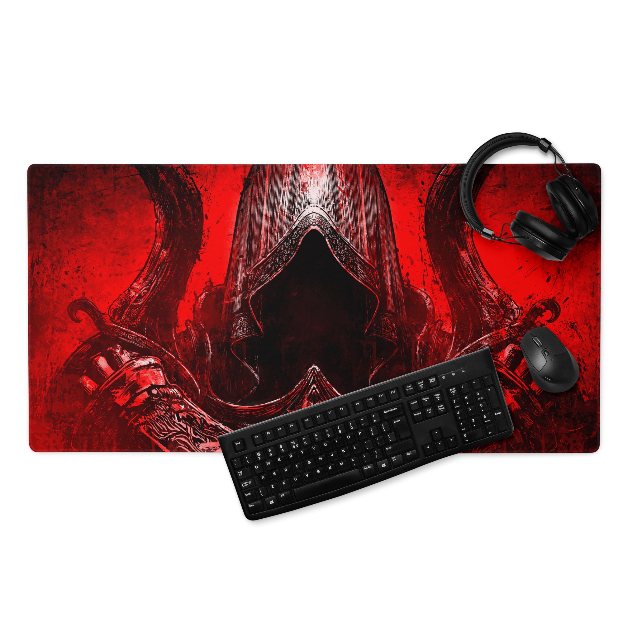 Gaming Mouse Pad Red Black Large Non Slip Desk Mat For PC Gaming Setup Dramatic Dark Fantasy Style Art Print