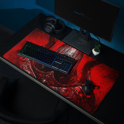 Gaming Mouse Pad Red Black Large Non Slip Desk Mat For PC Gaming Setup Dramatic Dark Fantasy Style Art Print