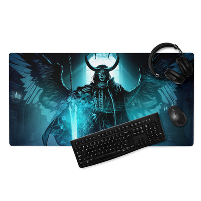 Blue Demon Warrior Gaming Mouse Pad Large Non Slip Edge Stitching Gaming Setup Mat