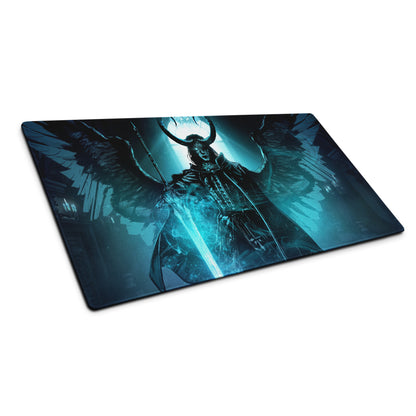 Blue Demon Warrior Gaming Mouse Pad Large Non Slip Edge Stitching Gaming Setup Mat