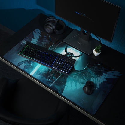 Blue Demon Warrior Gaming Mouse Pad Large Non Slip Edge Stitching Gaming Setup Mat