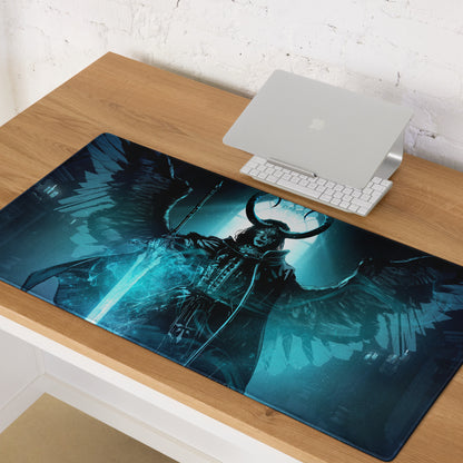 Blue Demon Warrior Gaming Mouse Pad Large Non Slip Edge Stitching Gaming Setup Mat