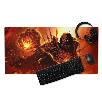 Gaming Mouse Pad Red Orange Black Style Modern Desk Intense Mood Gamer Decor Artwork