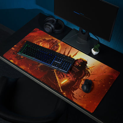 Gaming Mouse Pad Red Orange Black Style Modern Desk Intense Mood Gamer Decor Artwork