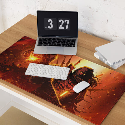 Gaming Mouse Pad Red Orange Black Style Modern Desk Intense Mood Gamer Decor Artwork