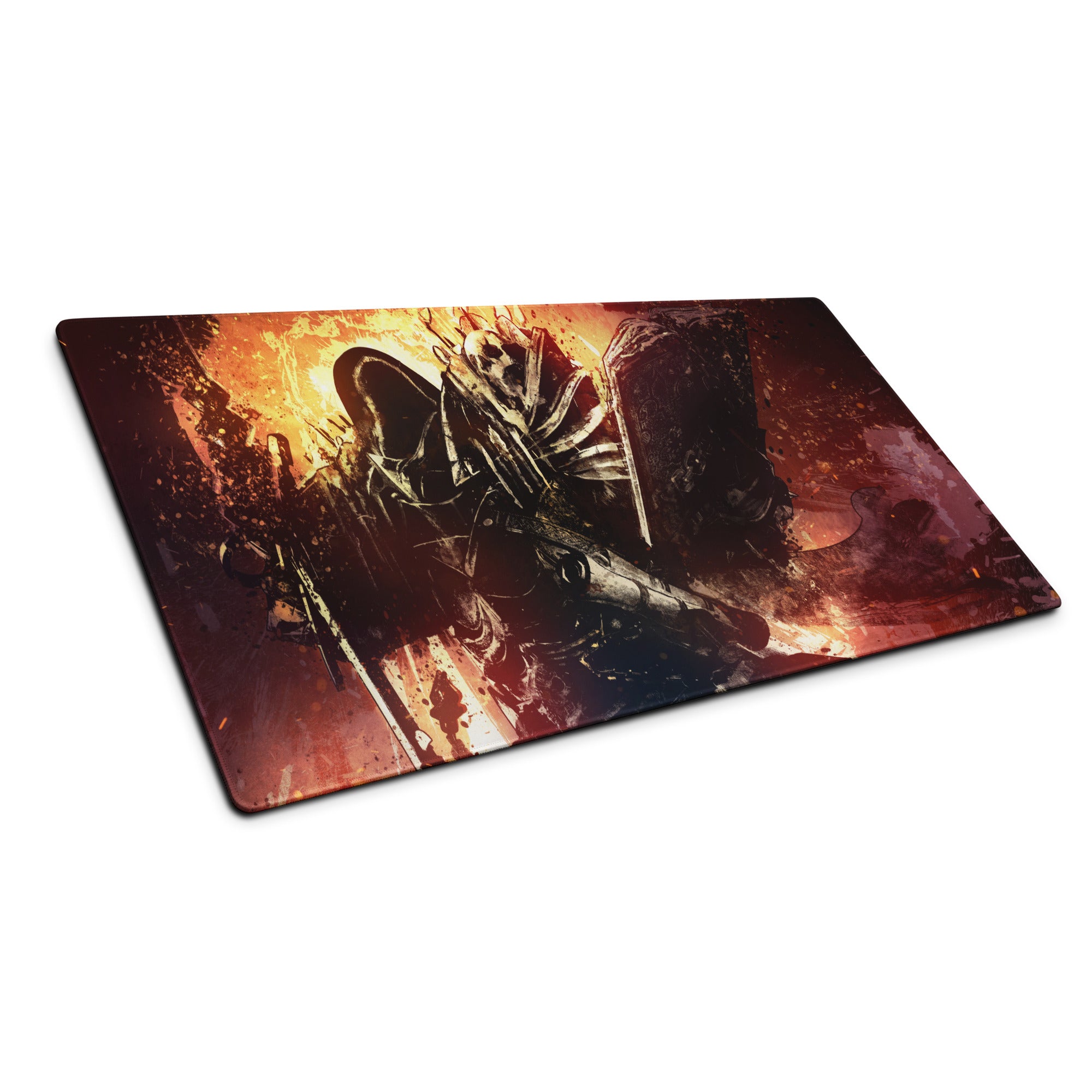 Gaming Mouse Pad Orange Black Fire Graphic For Desktop Setup Modern Art Style Bold Mood Gamer Desk Mat Digital Art Print
