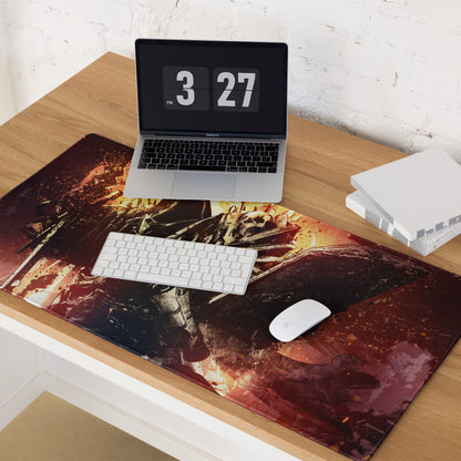 Gaming Mouse Pad Orange Black Fire Graphic For Desktop Setup Modern Art Style Bold Mood Gamer Desk Mat Digital Art Print
