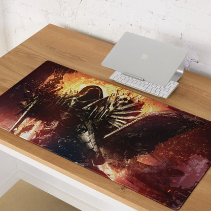 Gaming Mouse Pad Orange Black Fire Graphic For Desktop Setup Modern Art Style Bold Mood Gamer Desk Mat Digital Art Print
