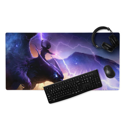 Gaming Mouse Pad Purple Blue Neon Fantasy Dragon Art for Gaming Desk Large Non Slip Edge Stitch