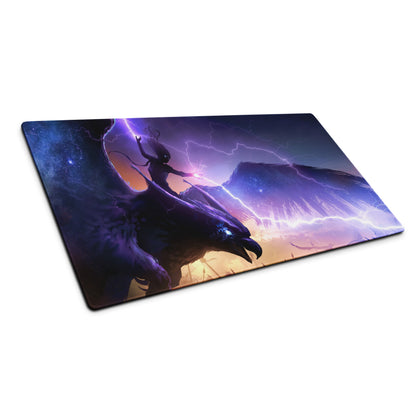 Gaming Mouse Pad Purple Blue Neon Fantasy Dragon Art for Gaming Desk Large Non Slip Edge Stitch