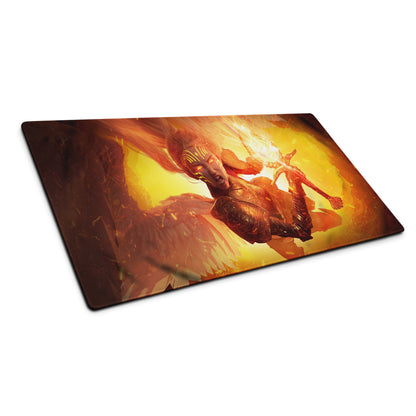 Gaming Mouse Pad Large Orange Red Fire Theme For Gaming Desk Setup Non Slip Edge Stitching Cyberpunk Digital Artwork