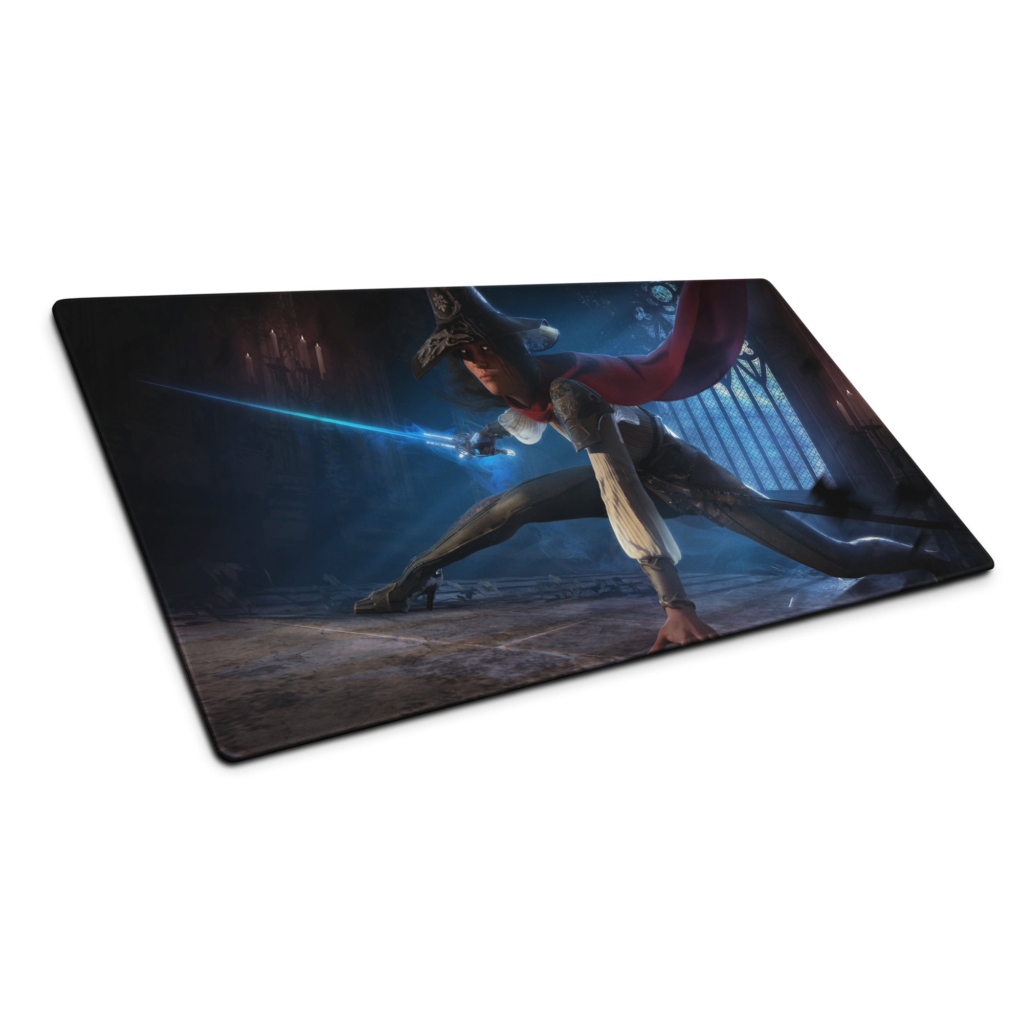 Dark Blue Witch Themed Gaming Mouse Pad Large Size Non Slip Edge Stitching for Dota CS GO Setup Epic Fantasy Desk Decor