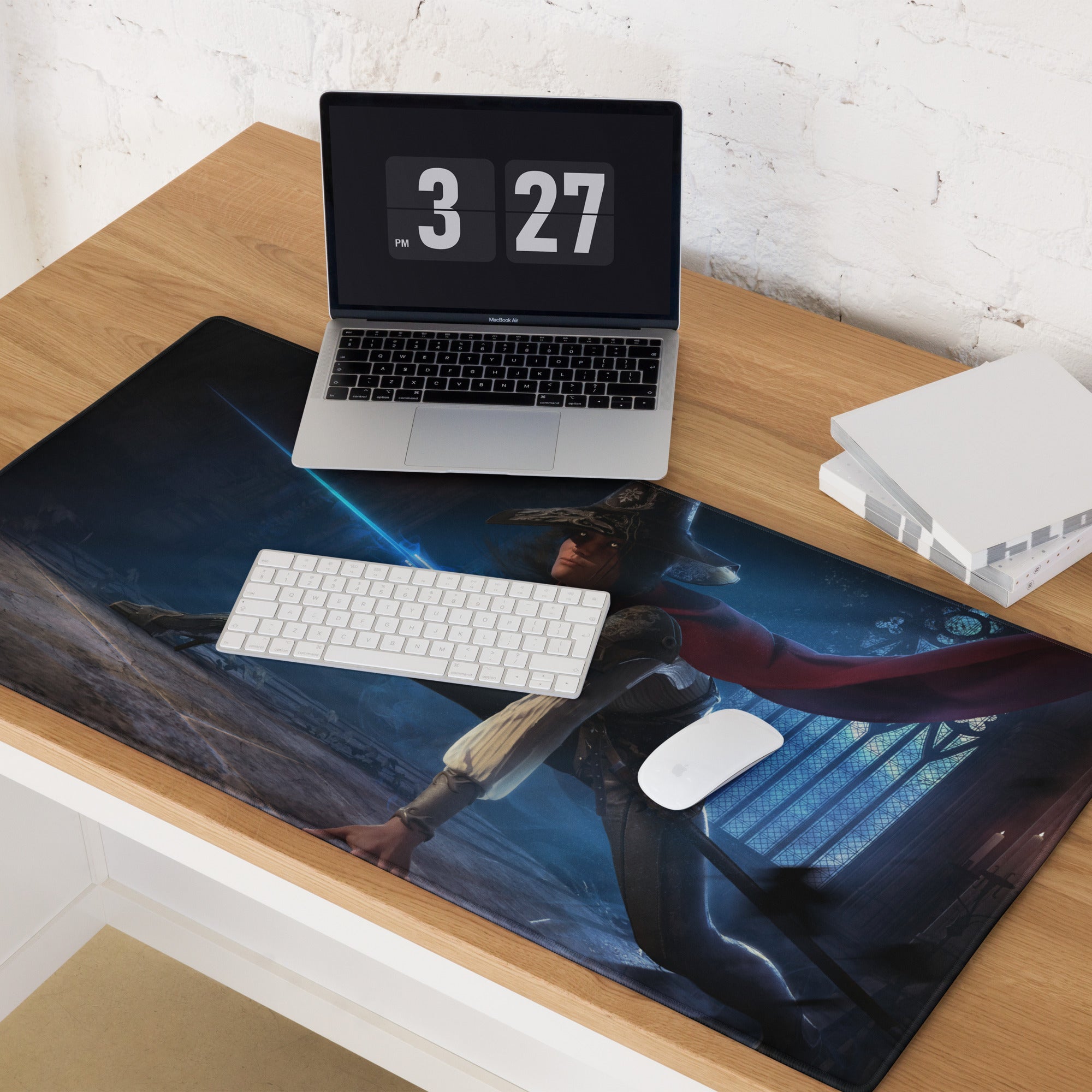 Dark Blue Witch Themed Gaming Mouse Pad Large Size Non Slip Edge Stitching for Dota CS GO Setup Epic Fantasy Desk Decor