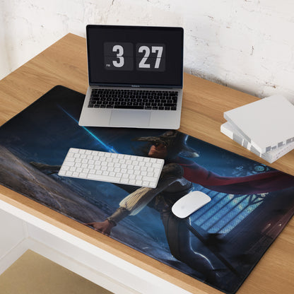 Dark Blue Witch Themed Gaming Mouse Pad Large Size Non Slip Edge Stitching for Dota CS GO Setup Epic Fantasy Desk Decor
