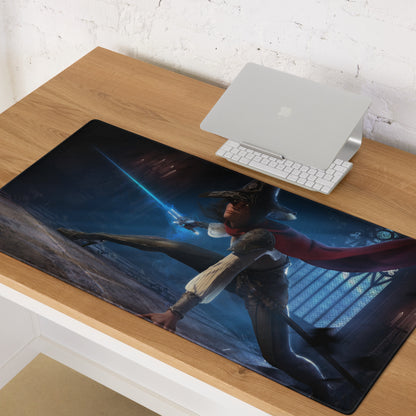 Dark Blue Witch Themed Gaming Mouse Pad Large Size Non Slip Edge Stitching for Dota CS GO Setup Epic Fantasy Desk Decor