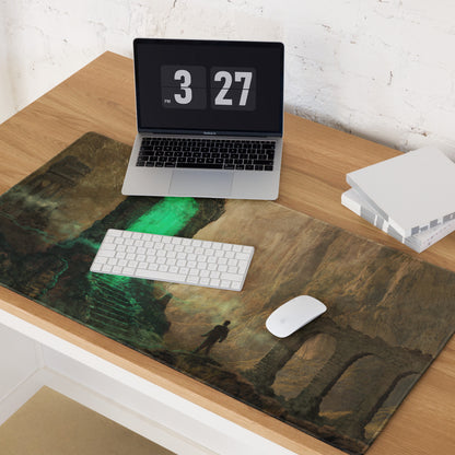 Gaming Mouse Pad Large Extended Green Glow Portal Scene for Gaming Desk Setup Epic Fantasy Digital Art Style Non Slip