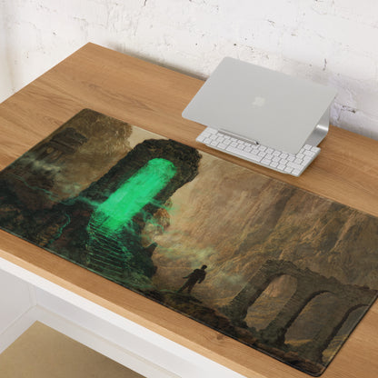 Gaming Mouse Pad Large Extended Green Glow Portal Scene for Gaming Desk Setup Epic Fantasy Digital Art Style Non Slip