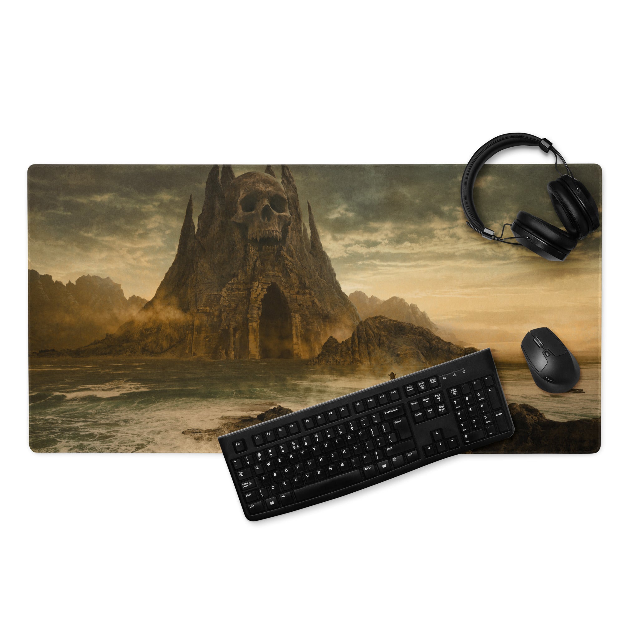 Gaming Mouse Pad Warm Sepia Tones for Desktop Setup Cinematic Fantasy Landscape Atmospheric