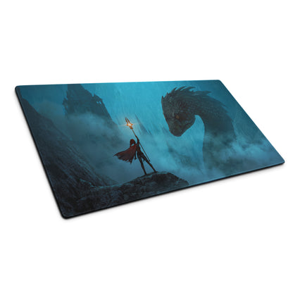 Blue Dragon Fantasy Gaming Mouse Pad for Desk Setup Immersive Digital Artwork Style