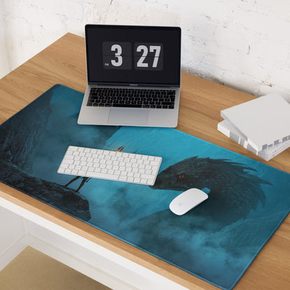 Blue Dragon Fantasy Gaming Mouse Pad for Desk Setup Immersive Digital Artwork Style