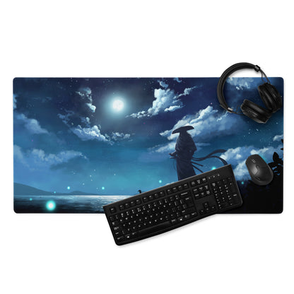 Gaming Mouse Pad Blue Night Sky Theme For Desk Gaming Setup Large Non Slip Edge Stitching Mystic Wilderness Art Style