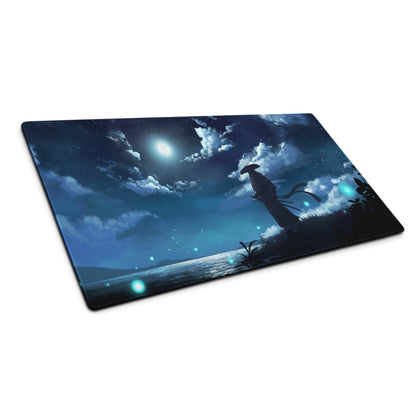 Gaming Mouse Pad Blue Night Sky Theme For Desk Gaming Setup Large Non Slip Edge Stitching Mystic Wilderness Art Style