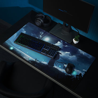 Gaming Mouse Pad Blue Night Sky Theme For Desk Gaming Setup Large Non Slip Edge Stitching Mystic Wilderness Art Style