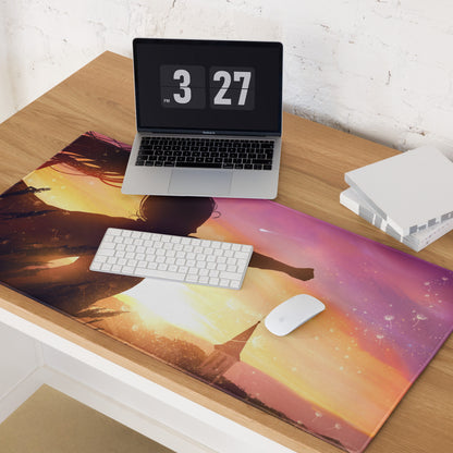 Gaming Mouse Pad Sunset Orange Pink Purple Gradient For Gaming Desk Setup Cinematic Silhouette Digital Art