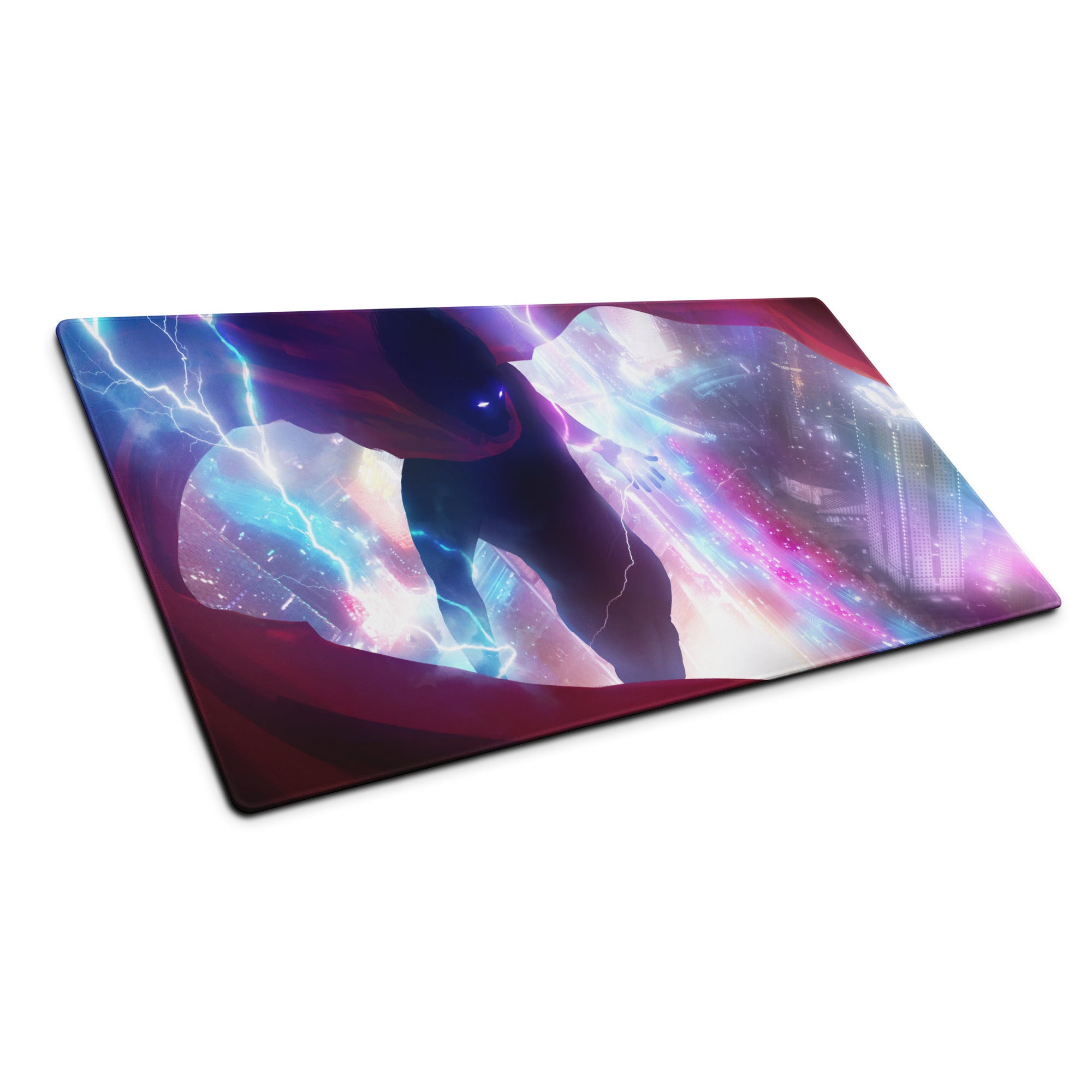 Gaming Mouse Pad Purple Blue Neon Lightning Cyberpunk Desk Mat For Gaming Setup Non Slip Surface
