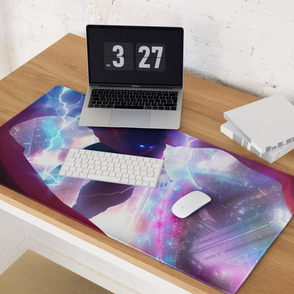 Gaming Mouse Pad Purple Blue Neon Lightning Cyberpunk Desk Mat For Gaming Setup Non Slip Surface