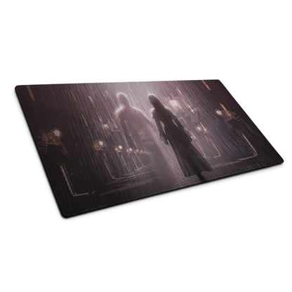 Dark Purple Gray Rainy City Noir Gaming Mouse Pad For Desktop Setup With Large Size And Non Slip Edges