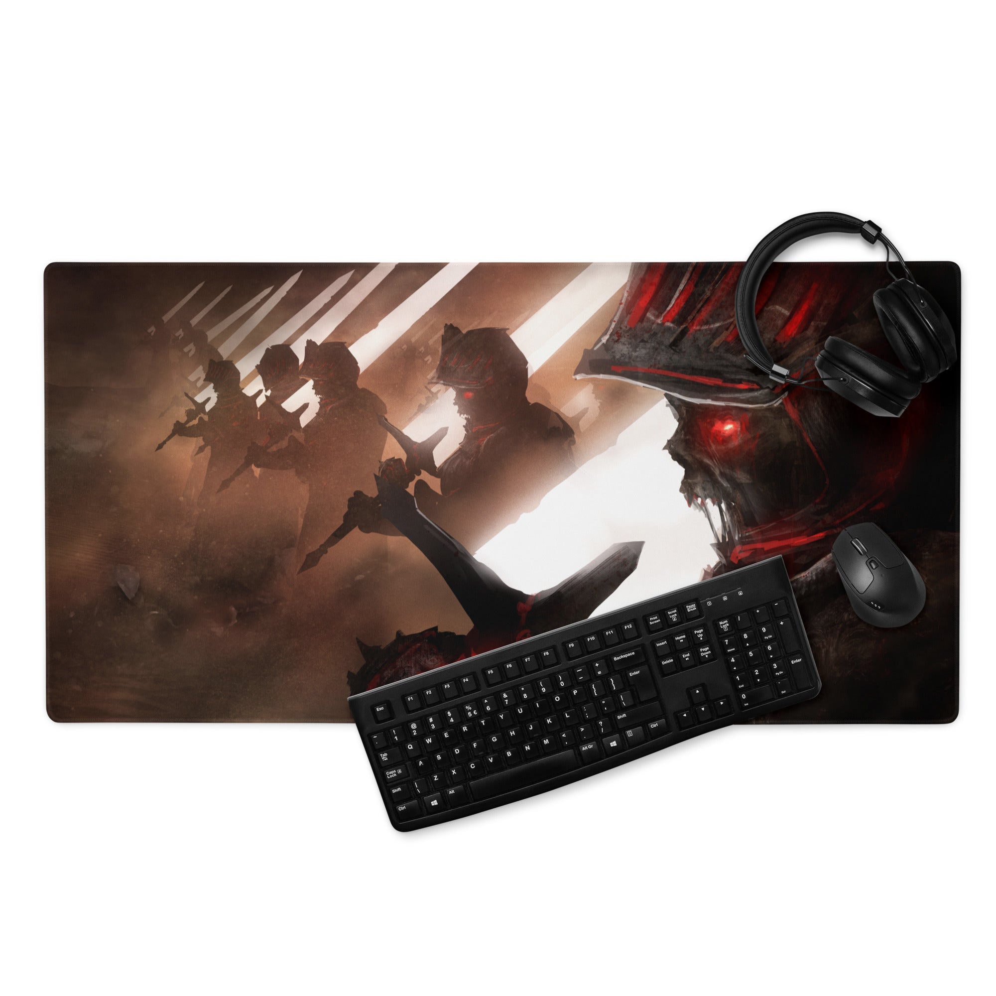 Gaming Mouse Pad Large Red And Black Battle Art For Gaming Desk Setup Non Slip Base HD Print For Competitive Esports