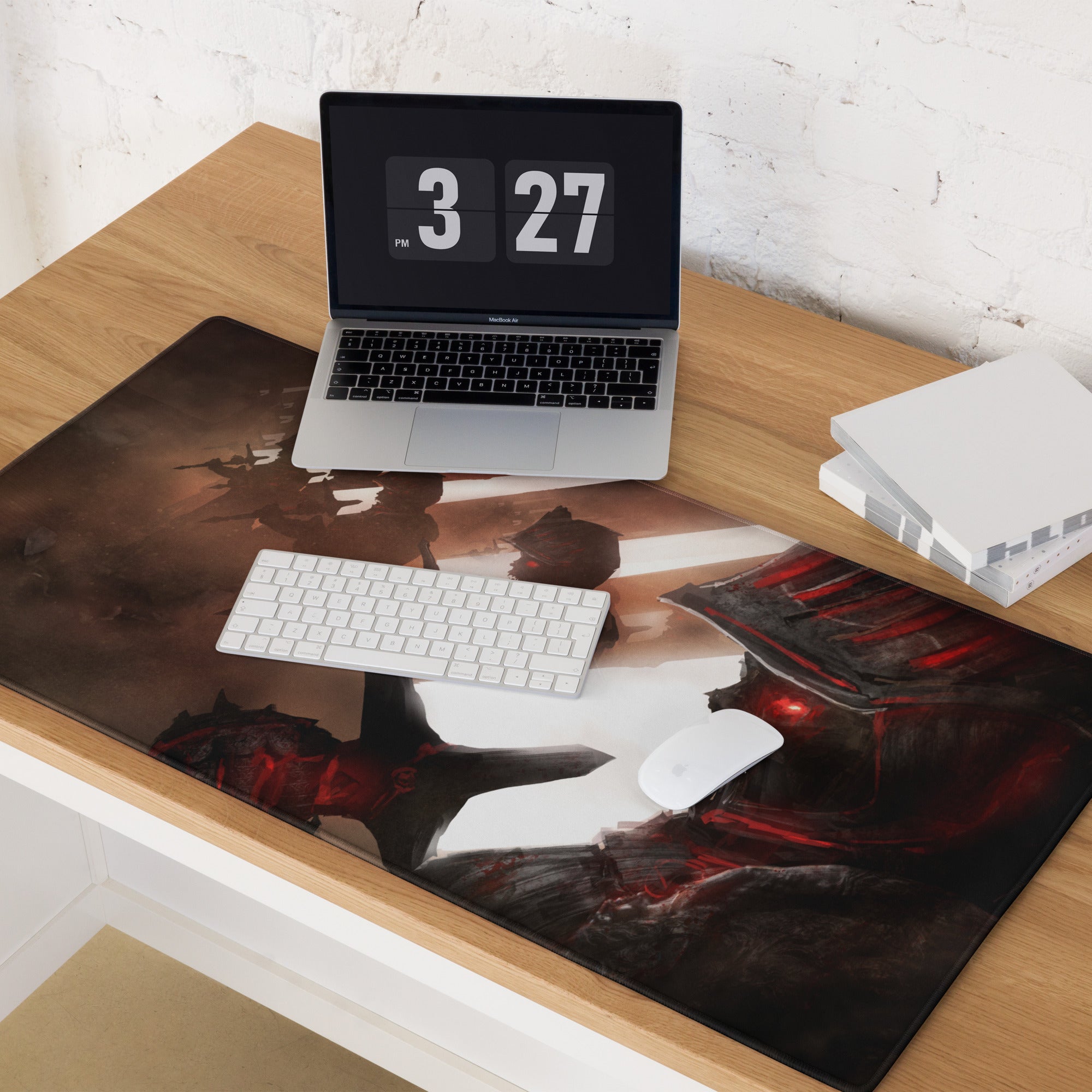 Gaming Mouse Pad Large Red And Black Battle Art For Gaming Desk Setup Non Slip Base HD Print For Competitive Esports