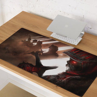 Gaming Mouse Pad Large Red And Black Battle Art For Gaming Desk Setup Non Slip Base HD Print For Competitive Esports