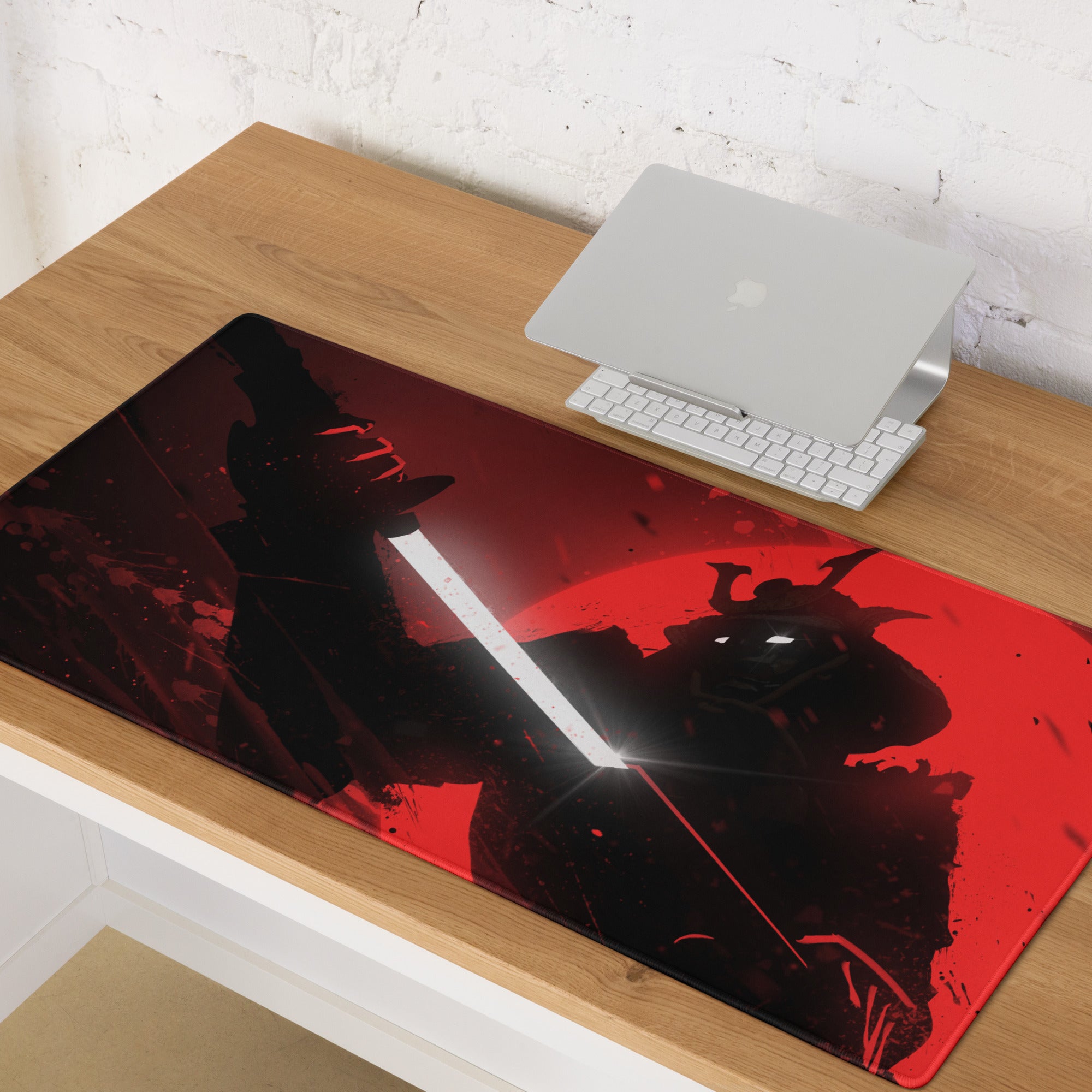 Red Black Gaming Mouse Pad For Desktop Setup Modern Abstract Art Style With Non Slip