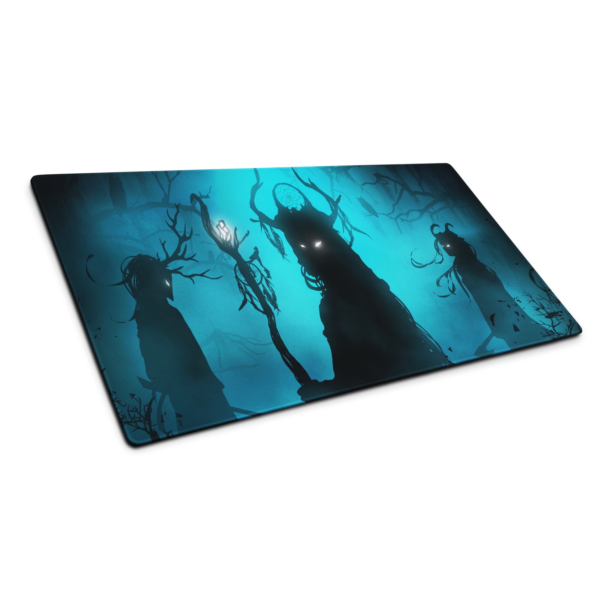 Gaming Mouse Pad Large Blue Black For Gaming Desk Setup Silhouette Dark Fantasy Digital Art