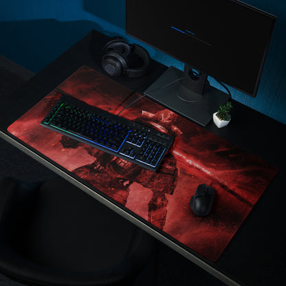 Gaming Mouse Pad Red And Black Large Desk Mat For Gaming Setup Modern Dark Warrior Art Epic Mood FPS MOBA Digital