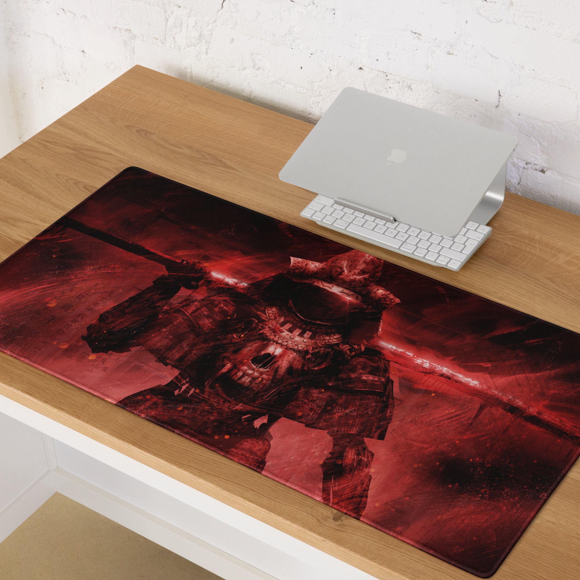 Gaming Mouse Pad Red And Black Large Desk Mat For Gaming Setup Modern Dark Warrior Art Epic Mood FPS MOBA Digital