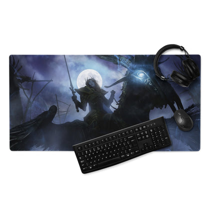 Fantasy Battle Theme Gaming Mouse Pad In Deep Blue And Purple For Desktop Setup Immersive Cinematic Digital Art Style