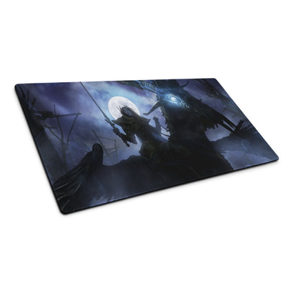 Fantasy Battle Theme Gaming Mouse Pad In Deep Blue And Purple For Desktop Setup Immersive Cinematic Digital Art Style