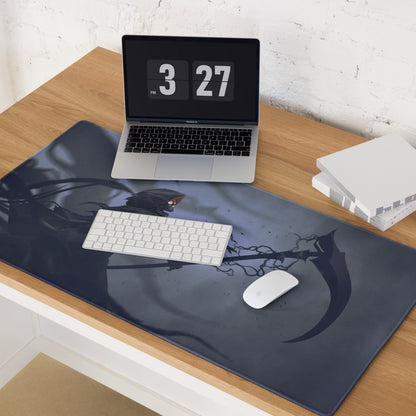 Dark Blue Grim Reaper Gaming Mouse Pad For Gaming Desk Large Size Non Slip Base Edge Stitching Epic Fantasy Art