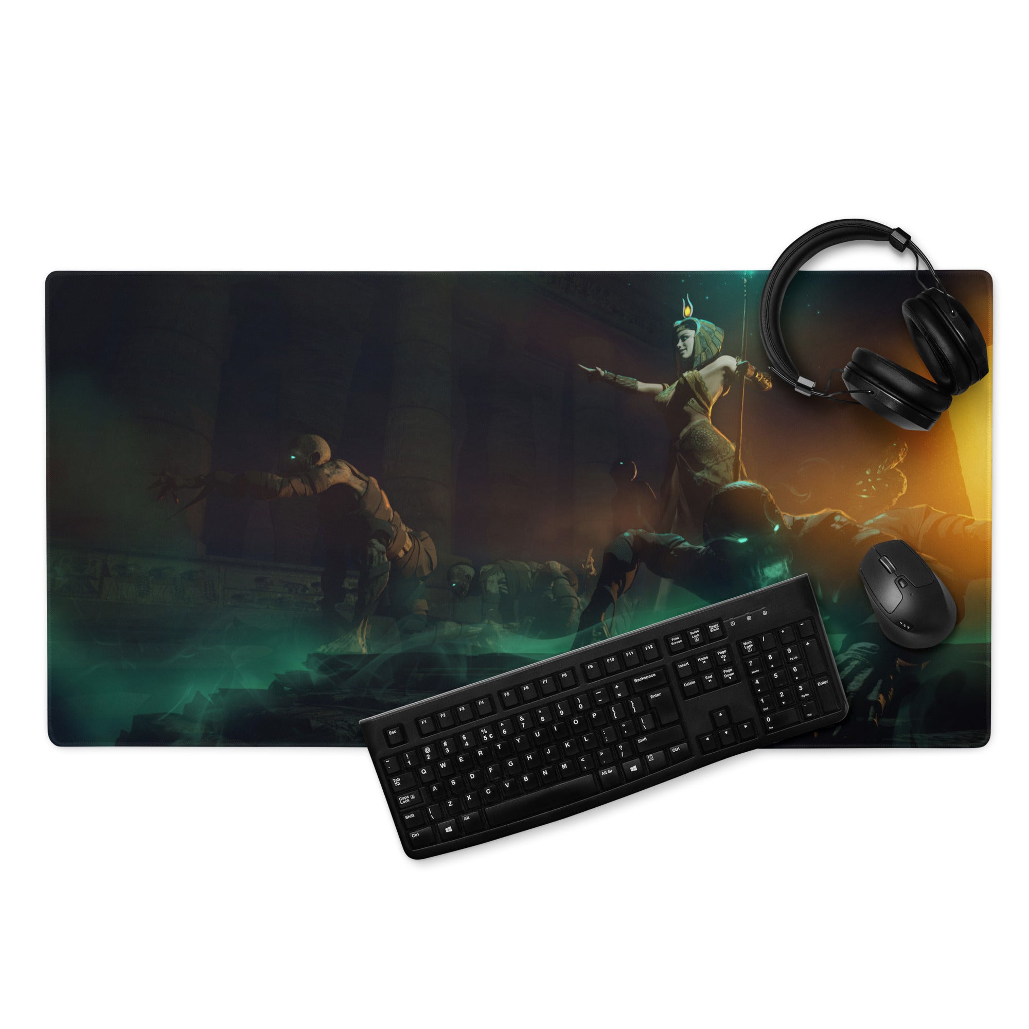 Gaming Mouse Pad Edge Stitch Large Size Black Teal Orange Desk Mat For Gaming Setup Non Slip Rubber Base