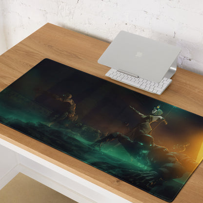 Gaming Mouse Pad Edge Stitch Large Size Black Teal Orange Desk Mat For Gaming Setup Non Slip Rubber Base